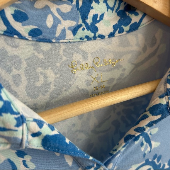 Lilly Pulitzer GIRLS MINI SADIE POLO DRESS Blue Peri Turtley Awesome XL - Picture 4 of 11